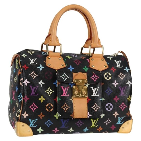 LOUIS VUITTON Monogram Multicolor Speedy 30 Hand Bag Black M92642 Auth 128856V - Picture 1 of 16